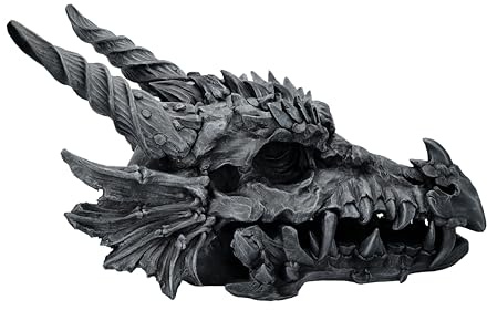 Figuren Shop GmbH Totenkopf Figur Riesen Drachenschädel schwarz 71 cm - Gothic Deko