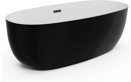 Vente-unique - Baignoire îlot - 238L - 170 x 80 x 58 cm - Noire - Acrylique - NICA