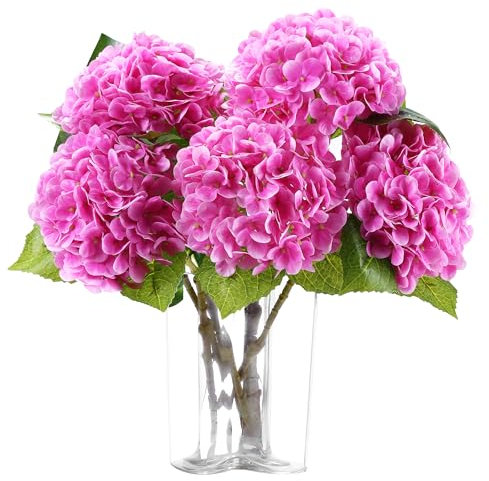 Coferset Künstliche Hortensien, Künstliche Pflanzen, fühlen sich echt an, 50,8 cm, lebensechte Hortensien für Zuhause, Hochzeit, Büro, Party, Wohnzimmer, Dekoration (helles Fuchsia)
