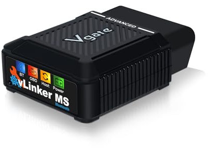 Vgate vLinker MS Bluetooth MFI OBD2 Diagnosegerät Fehlercodeleser OBDII kompatibler Auto Adapter Check Engine Light für iOS, Android und Windows