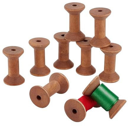 PH PandaHall 10 pz Bobina di Legno Bobina di Filo Vuota Bobina di Filo per Cucire e Ricamo in Legno Bobine di Nastro in Legno Nastri per Tessitura di Filo Tessile per Artigianato e Ornamenti 4.8x3 cm