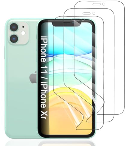 Hhfcryst Hydrogel Protective Film for iPhone 11 / iPhone Xr, 3 Pieces HD Transparent Soft TPU Screen Protectors (Not Tempered Glass)