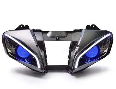 FWVASJYDF Motorrad LED Scheinwerfer Set Kompatibel mit Yamaha YZF R6 2006-2007 Custom modifizierte DRL Scheinwerfer (Blue Demon Eye)