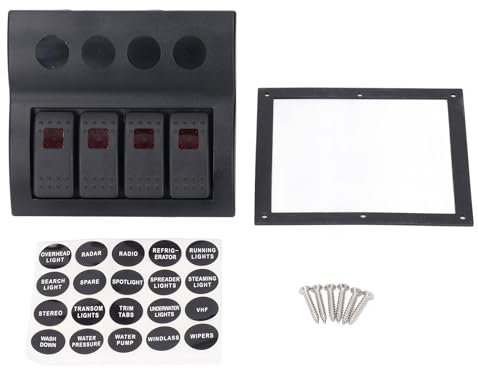 Panel de Interruptor Marino de 4 Bandas IP65 Panel de Interruptor de Encendido y Apagado Precableado a Prueba de Agua con Protector de Sobrecarga Control Fácil Barco RV DC12V 24V