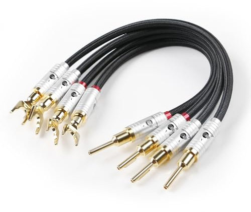 BOAACOUSTIC JIB HiFi Lautsprecher Brücken mit Gabelschuhen - Kabelbrücken Lautsprecher - High-End Jumper Bridges - Signalleiterbrücken (20cm, 4 Stück)