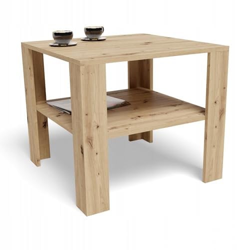 MATKAM Moderner Couchtisch 68x68 cm HOCH EX3, Hochwertiges Design, Perfekt für Wohnzimmer oder Büro, einfache Montage (Artisan Eiche)