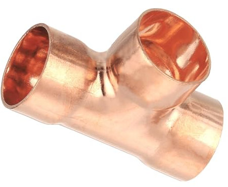 MACHSWON 1Pcs 0.87 inch Copper Tee Fitting, 22mm ID 1mm Thick High-Pressure Leak-Proof Tee-Shaped Pipe Connector for Plumbing & HVAC