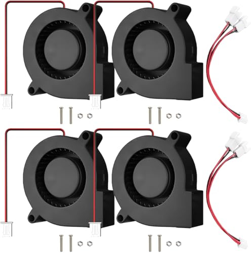 JYUDAUFU 4 Stück 50 × 15 mm Kühllüfter DC 24 V 5015 bürstenloser Hydrauliklagerkühler mit XH2.54 2-poligem Anschluss mit Schraubenmutter, 1-zu-2-Verlängerungskabel, für Extruder-Hotend/CPU/PC