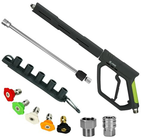 janz Pressure Washer Gun Kit, 5000 PSI Black High Power Washer Gun with M22 Fittings, 1/4'' Quick Connector, 5 Spray Nozzle Tips and Nozzle Holder