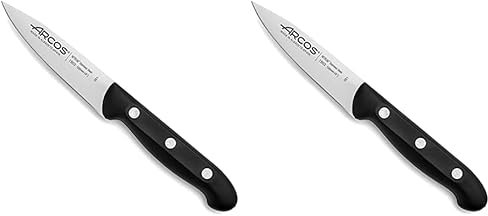 Arcos Serie Maitre - Cuchillo Mondador - Hoja Nitrum Acero Inoxidable Forjado 100 mm - Mango Polipropileno Negro (Paquete de 2)