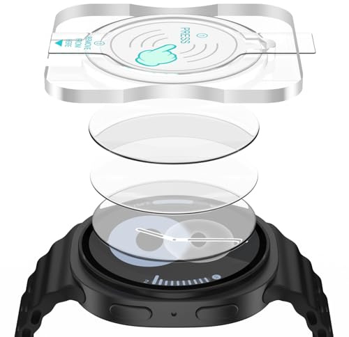 SPGUARD 3 Pack Galaxy Watch 9/8 44mm Screen Protector | Auto-alignment Installation Kit Accessories Tempered Glass Screen Protector for ONLY Samsung Watch9/8 44mm