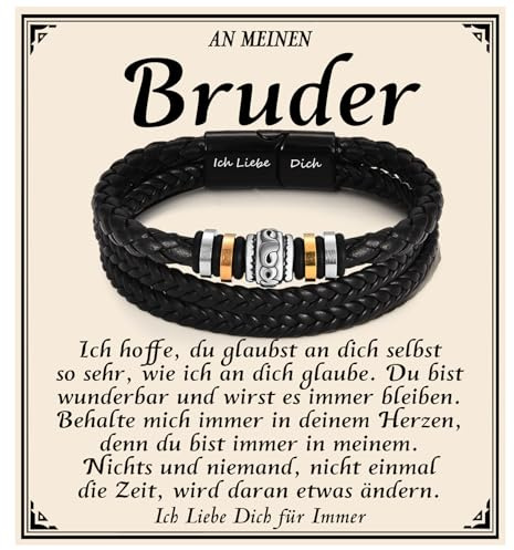 PDTU Geschenke für Männer, Lederarmband für Papa Sohn Bruder, Armband Geschenk für Männer Jungs Papa Sohn Bruder zum Geburtstag Weihnachten Vatertag