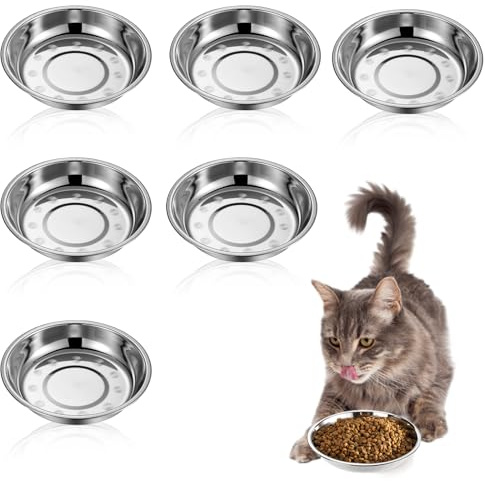 6 Stück Futternapf Katze 16cm Verdickung Katzennäpfe Edelstahl Katzen Futternapf Flach Hund Futternapf Hundenapf Kleine Hunde für Katzen Kleine Hunde