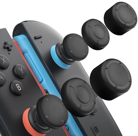ONGNIUU Griffkappen für Joystick, 6-teiliges Thumb Grip Set, ergonomisches und rutschfestes Design, Silikonabdeckungen für Nin/Tendo Switch 2, einfache Installation, Schwarz