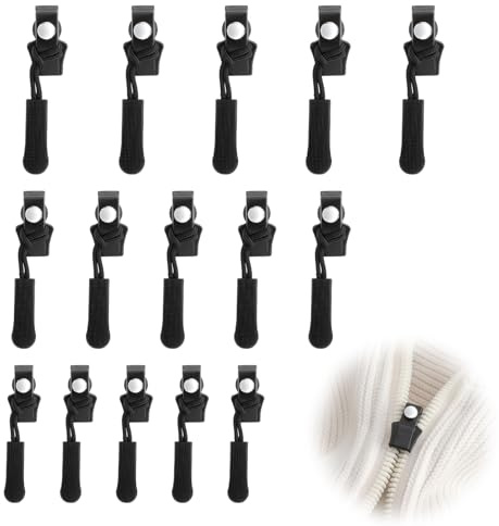 Lot de 15 curseurs de rechange pour fermeture éclair avec tailles S/M/L, kit réparation fermeture éclair, tirette fermeture eclair kit de réparation pour vêtements, vestes, sacs à dos et valises