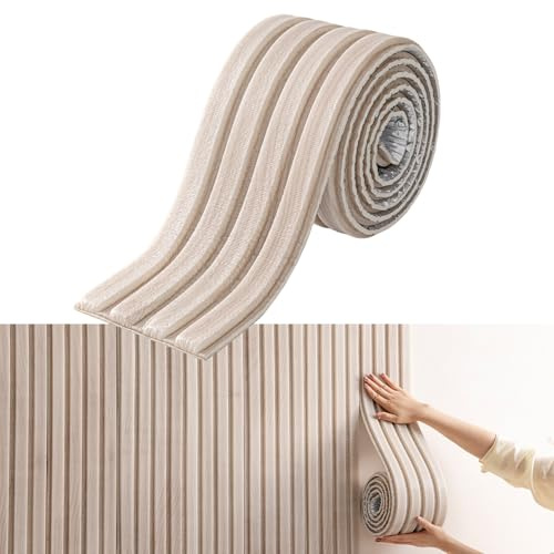 KAHCOP Wandpaneele Gepolstert Kinderzimmer, 2,8M Antikollision Selbstklebend Wandkissen, 3D Wandschutz Schlafzimmer, 1,1 cm Dick Wandverkleidung Bett for Schlafzimmer, Wohnzimmer (Maserung)