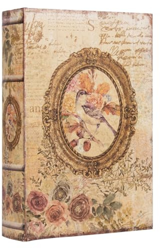 TRMESIA Decorative Vintage Style Fake Book Flowers Pattern Faux Leather Embossed Victorian Book Storage Box