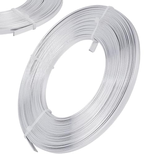 Beebeecraft 1 Rolle 5mm Draht Zum Basteln Aluminiumdraht Flach Anodized Basteldraht Silber Schmuckdraht Wire Draht Sehr Weich für Lünette Skulptur Armatur Schmuckherstellung