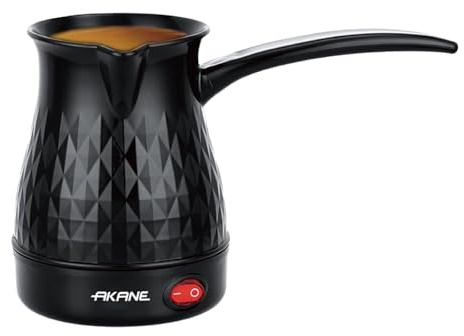 Milageto Elektrische Kaffeekanne, 500 ml Mokkakanne, türkische Kaffeemaschine mit Verbrühschutz für Tee, Kaffee & kalte Getränke, elektrische Kaffeemaschine für zu Hause, Cafés, Camping, Schwarz