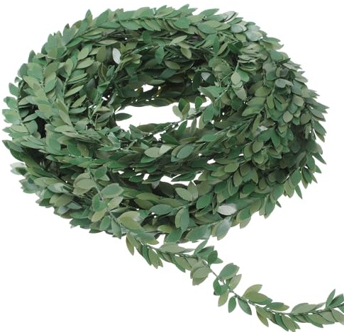 7.5M 24.6 FT Green Vines Garland, Mini Leaf Garland Artificial Green Vines Fake Vine Leaf Hanging Plants Ribbon Wreath Accessory for Party Wedding DIY