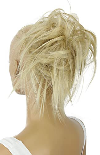 CAISHA Jumbo Haarteil Haargummi Dutt Flora Hochsteckfrisuren Brautfrisuren Natürlich Gewellt Unordentlich DM17cm Hellblond Mix G22F