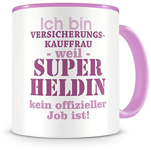 Samunshi® Ich bin Versicherungskauffrau Tasse Beruf Geschenk Kaffeetasse Teetasse Kaffeepott Kaffeebecher Becher rosa