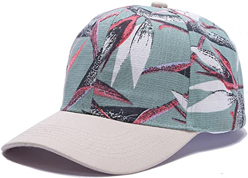 Yixda Damen Blumen Baseball Cap Verstellbar Basecap Tennis Golf Sport Kappe (Baseball, Grün)