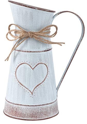 YARNOW Metal Flower Vase Vintage Tin Pitcher Vase Metal Milk Can Bucket Country Jug for Floral Arrangements Bedroom Farmhouse Decoration