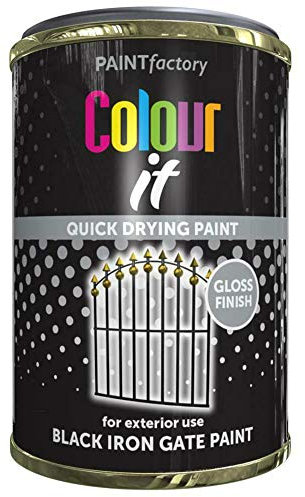 RnT 300ml Paint Matt Tin White Black Paint Iron Gate Gloss Radiator All Purpose for Metal Wood Plastics Living Room Office Garden Household Essentials (Black Iron Gate Tin)
