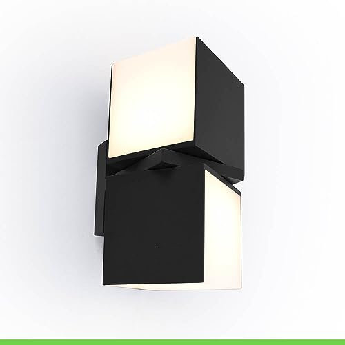 LUTEC LED Außenwandleuchte Cuba, Wandlampe aus Aluguss in Mattschwarz,23 Watt, 1000 Lumen,Lichtfarbe 3000 Kelvin, verstellbare Wandleuchte m. Lichteffekt, für Terrasse/Hof/Haustür, IP44