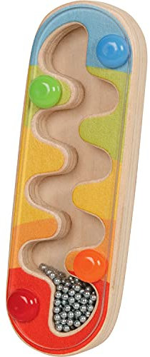 Goki 61880 Mini-Regenstab, 4 x 1,6 x 12 cm, Holz, Kugeln aus Stahl, Mehrfarbig