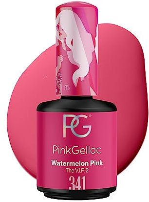 Pink Gellac UV Gel Nagellack - 341 Watermelon Pink 15 ml - Lang Anhaltend Shellac Nagellack Rosa - Gel UV für 14 Tage Nägel in Salonqualität - Made in Holland