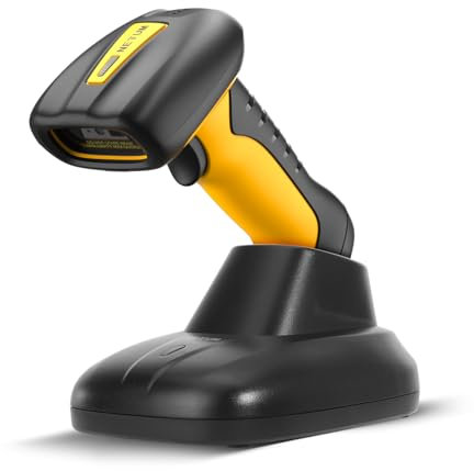 NETUM Upgraded QR Industrial Bluetooth Barcode Scanner mit Ladedock, Wireless 2D 1D Barcode Reader 2600mAh Fallschutz Schock Staub Beweis Hände frei für Windows Mac Android iOS (NT-1202W)