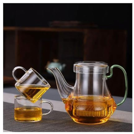SUREK Tetera de Vidrio Transparente con infusor, Recipiente para Hacer té en casa, Juego de té, Tetera para té Suelto, 420ml/14,8 oz