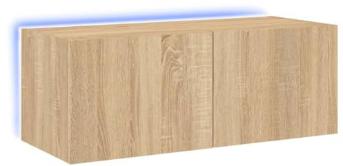 vidaXL Mueble de TV de Pared con Luces LED Roble Sonoma 80x35x31 cm