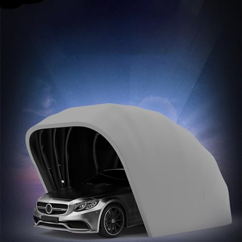 Graues Carport aus Edelstahl, Faltbare, einziehbare Auto-Markisen, halbautomatische haltbare Unterkunft, Mobile Klappgarage L5.5m * W 2,5 m * H 2,3 m