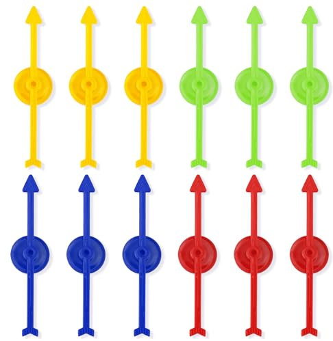 12 Stück Spiel Spinner, 10cm 4 Farben Kunststoff Spinner für Den Unterricht Game Spinners Pfeilspiel Spinner für Aktivitäten DIY Projekte