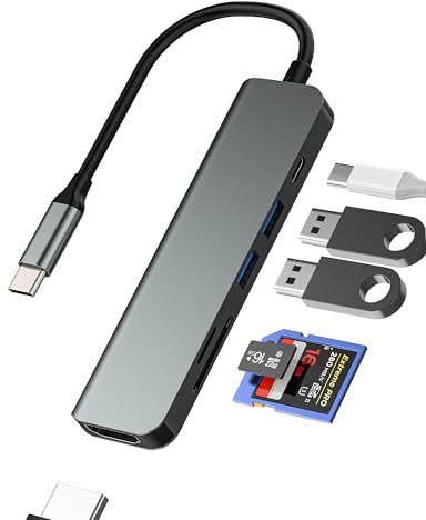 USB C to HDMI Hub(6in1)TF SD Card Reader USB OTG 3.0 Multiport Adapter MacBook Laptop Type C Docking Station for iPad Charger for iPhone 16 15 pro max 4K TV Monitor Display compatible for Samsung S24
