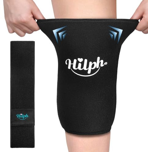 Hilph Manchon Rafraîchissant pour Genou avec Fermetures Velcro - Coussinets de Refroidissement Flexibles Chaud/Froid à 360° pour Soulagement après Chirurgie de Remplacement