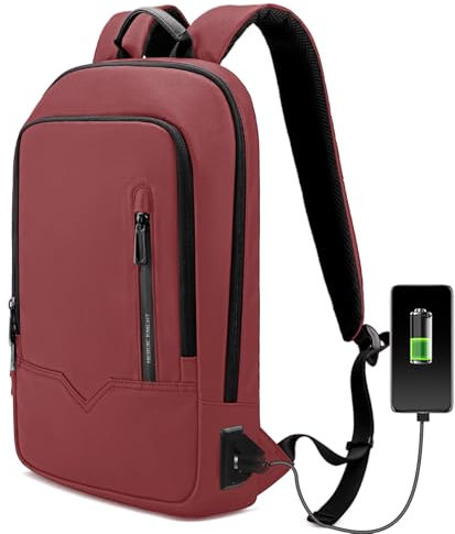 HEROIC KNIGHT Laptop Rucksack Herren Leicht Business Backpack mit USB-Anschluss Wasserdichter Rucksack Herren Schulrucksack jungen 17,3 Zoll Laptop Backpack für Schule Arbeit Uni Reisen Rot