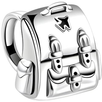 Alstiva Abenteuerlicher Rucksack-Charm 925 Sterling Silber 5A Zirkonia Charm Anhänger für Armband Pendant für Europäische Armbänder Halsketten Schmuck Geschenk für Frauen Freundin Damen