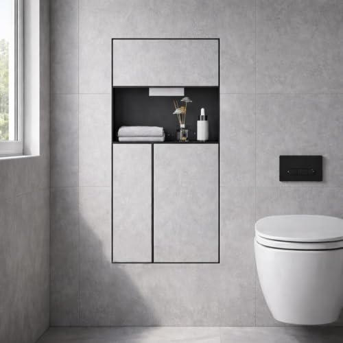 Unterputz Toilettenpapierhalter, versteckter Wandschrank zur Aufbewahrung von Taschentüchern, wasserdichte Nische mit Mülleimer und Bürste für die Verwendung an der Duschwand