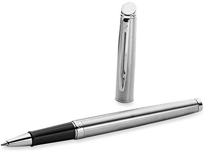 Waterman S0920450 Hemisphere Stylo Roller Acier satiné Attributs chromés Noir