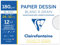 Clairefontaine 96175C - Packung Zeichenpapier mit 12 Bögen Zeichenpapier 180g, gekörnt, DIN A4+ 24 x 32 cm, ideal für Kunstunterricht, Weiß, 1 Pack