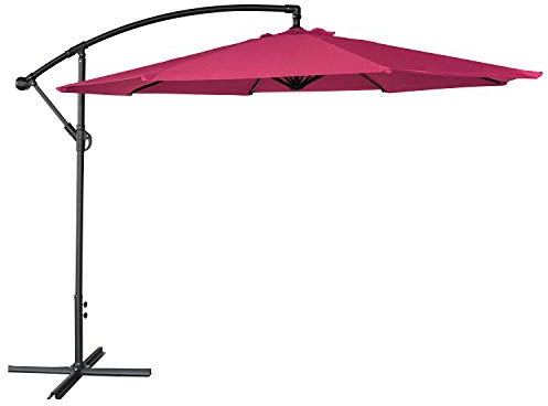 Happy Garden Parasol déporté OAHU rond 3,50m de diamètre fuchsia avec manivelle. Parasol déporté inclinable et rabattable.