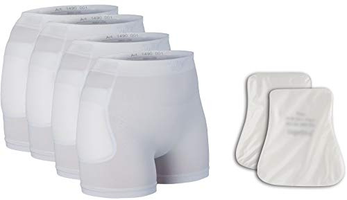 1499 Hüftschutzhosen Set 4&1 zur Sturzprophylaxe bestehend aus 4 Hosen/ 1 Paar wasserfesten Protektoren (XL)