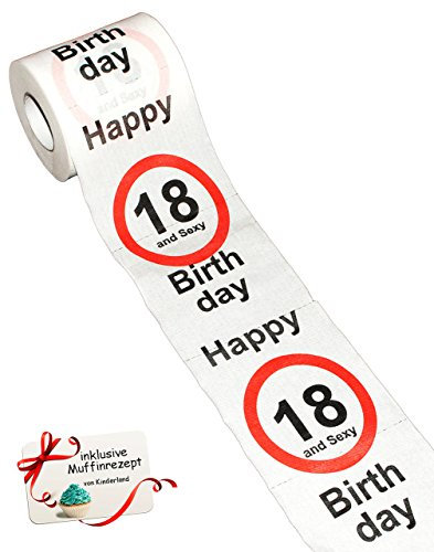 alles-meine.de GmbH 1 Rolle Toilettenpapier - 18. Geburtstag/achtzehn und Sexy - Happy Birthday - 28 m - Verkehrsschild - WC Klopapier Klopapier - lustig Klorolle große R..