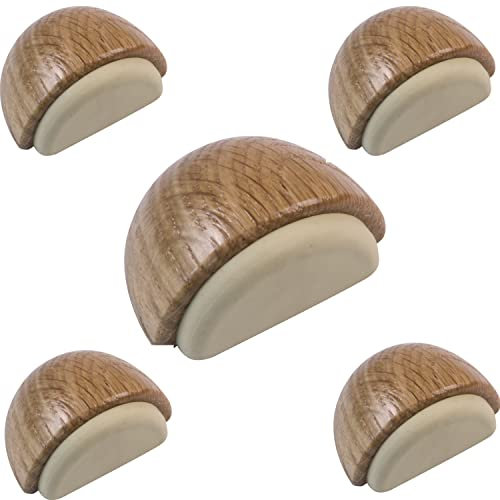 Gedotec Türstopper Holz mit weichem Dämpfer - Eiche | BOB | 5 Stück Premium Tür Stopper aus Vollholz | Türstopper Boden selbstklebend | Türstopper klein für Zimmertüren | door stop Bodentürpuffer