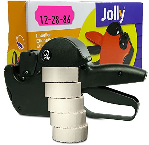 Preisauszeichner Set Jolly C8 inkl. 5 Rollen 26x12 Preisetiketten - leucht-pink permanent | MHD Datumsauszeichner | HUTNER