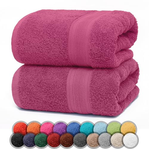 NatureMark 2er Pack DUSCHTÜCHER Premium Qualität 70x140cm DUSCHTUCH Dusch-Handtuch Doppelpack Farbe: Pink